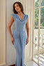Parina - Blue Ruched Maxi Dress