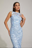 Calia - Blue Floral Lace Midi Dress