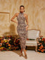 Samaria - Leopard Ruched Midi Dress