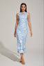 Calia - Blue Floral Lace Midi Dress