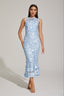 Calia - Blue Floral Lace Midi Dress