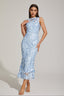 Calia - Blue Floral Lace Midi Dress