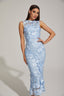 Calia - Blue Floral Lace Midi Dress