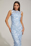 Calia - Blue Floral Lace Midi Dress