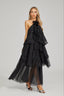 Emilie - Noir Ruffle Maxi Dress