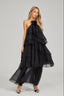Emilie - Noir Ruffle Maxi Dress