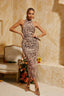 Samaria - Leopard Ruched Midi Dress