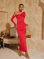 Auria - Flower Ruched Maxi Dress