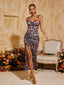 Myah - Leopard Ruched Maxi Dress
